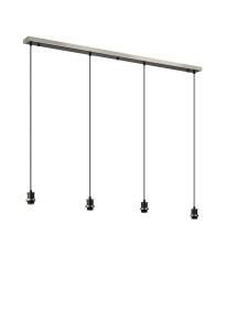 C-Lighting Clay 1.3m Linear Suspension Kit, 4 Light E14, Satin Nickel / Satin Black - 52011