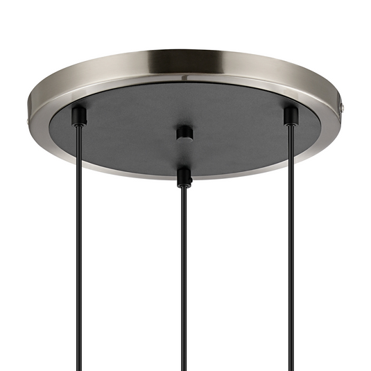 C-Lighting Clay 1.3m Round Suspension Kit, 3 Light E14, Satin Nickel / Satin Black - 52012