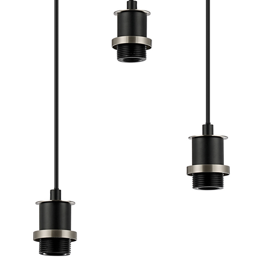 C-Lighting Clay 1.3m Round Suspension Kit, 3 Light E14, Satin Nickel / Satin Black - 52012