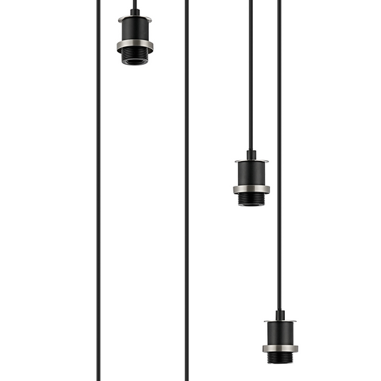C-Lighting Clay 1.8m Round Suspension Kit, 5 Light E14, Satin Nickel / Satin Black - 52013