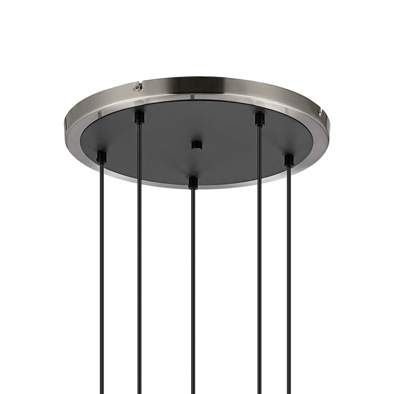 Load image into Gallery viewer, C-Lighting Clay 1.8m Round Suspension Kit, 5 Light E14, Satin Nickel / Satin Black - 52013
