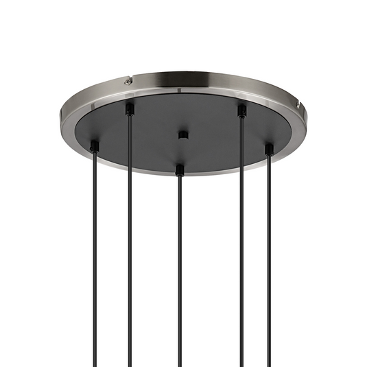 C-Lighting Clay 1.8m Round Suspension Kit, 5 Light E14, Satin Nickel / Satin Black - 52013