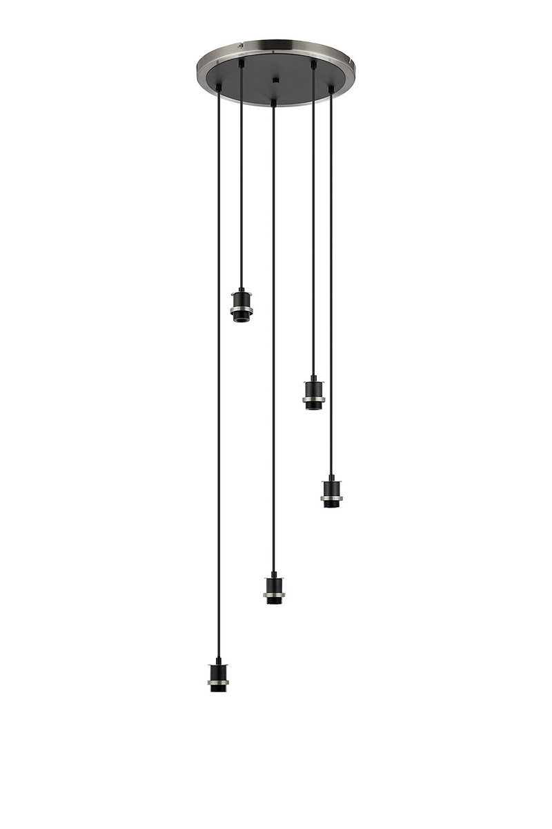 Load image into Gallery viewer, C-Lighting Clay 1.8m Round Suspension Kit, 5 Light E14, Satin Nickel / Satin Black - 52013

