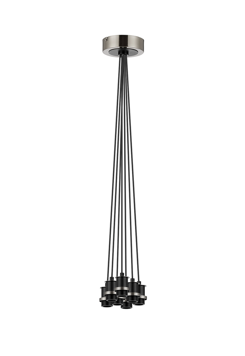 Load image into Gallery viewer, C-Lighting Clay 1.3m Round Cluster Suspension Kit, 7 Light E14, Satin Nickel / Satin - 52014
