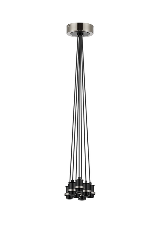 C-Lighting Clay 1.3m Round Cluster Suspension Kit, 7 Light E14, Satin Nickel / Satin - 52014