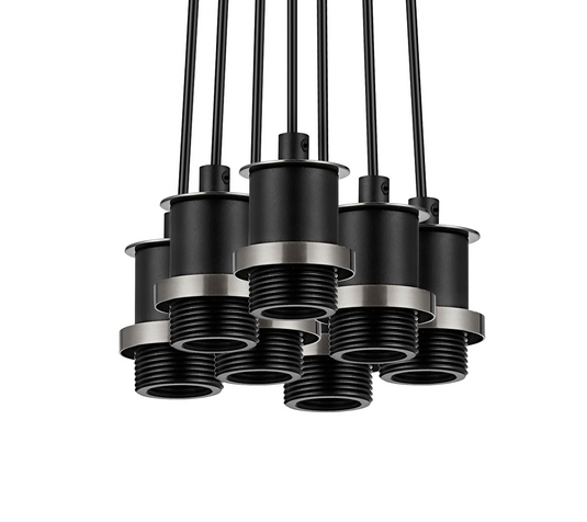 C-Lighting Clay 1.3m Round Cluster Suspension Kit, 7 Light E14, Satin Nickel / Satin - 52014
