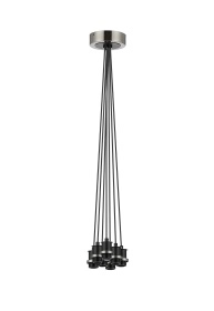 C-Lighting Clay 1.3m Round Cluster Suspension Kit, 7 Light E14, Satin Nickel / Satin - 52014
