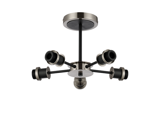 C-Lighting Clay Semi Ceiling Frame Only, 5 Light E14, Satin Nickel / Satin Black  - 52018