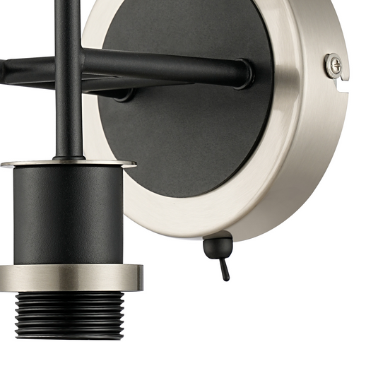 C-Lighting Clay Wall Light Switched Frame Only, 2 Light E14, Satin Nickel / Satin Black - 52020