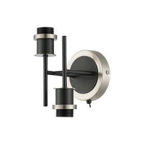 C-Lighting Clay Wall Light Switched Frame Only, 2 Light E14, Satin Nickel / Satin Black - 52020