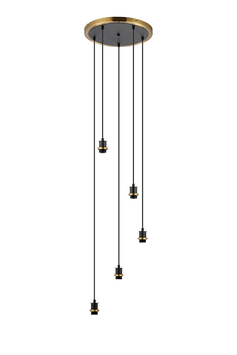 Load image into Gallery viewer, C-Lighting Clay 1.8m Round Suspension Kit, 5 Light E14, Brass / Satin Black - 52024
