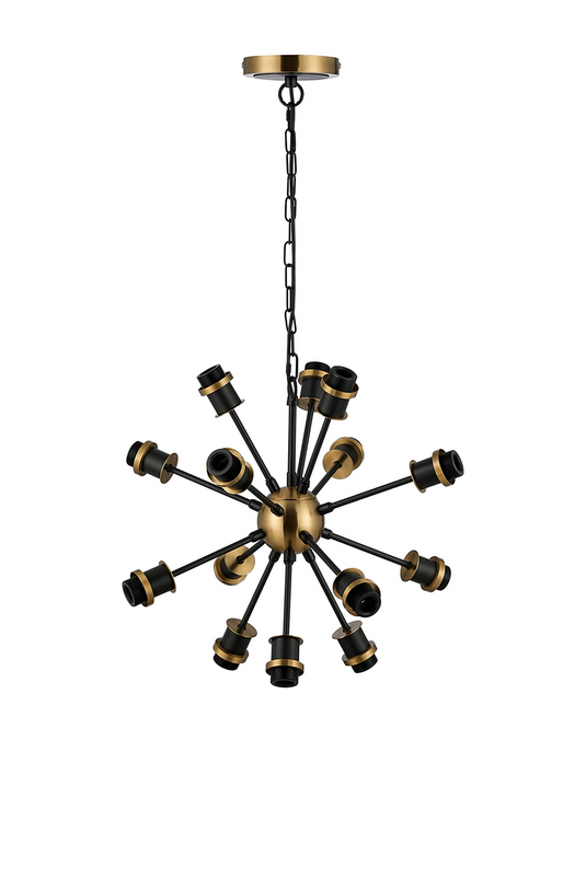 C-Lighting Clay Pendant Frame Only, 14 Light E14, Brass / Satin Black - 52027