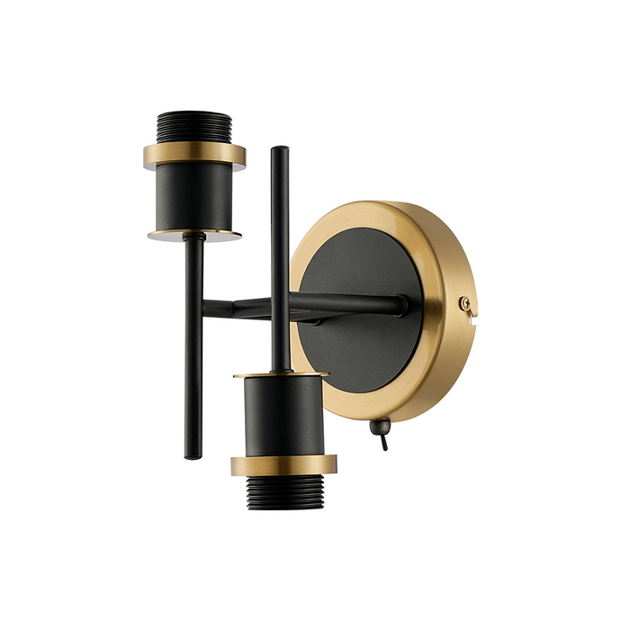 C-Lighting Clay Wall Light Switched Frame Only, 2 Light E14, Brass / Satin Black - 52031