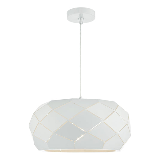 Dar Lighting COB012 Coby Faceted Metal Pendant White - 34961