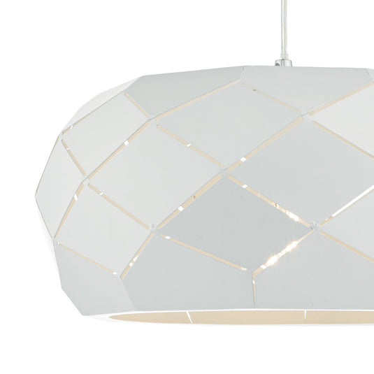 Dar Lighting COB012 Coby Faceted Metal Pendant White - 34961