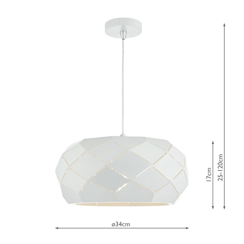 Load image into Gallery viewer, Dar Lighting COB012 Coby Faceted Metal Pendant White - 34961
