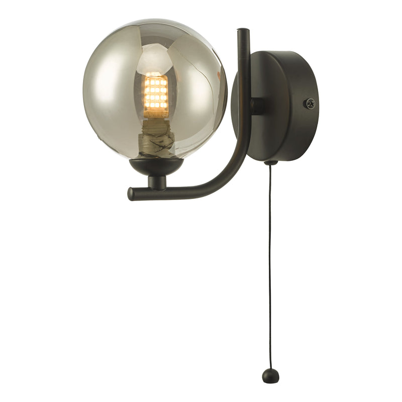 Load image into Gallery viewer, Dar Lighting CRA0722-01 Cradle 1 Light Wall Light Matt Black Smoked Glass - 36888
