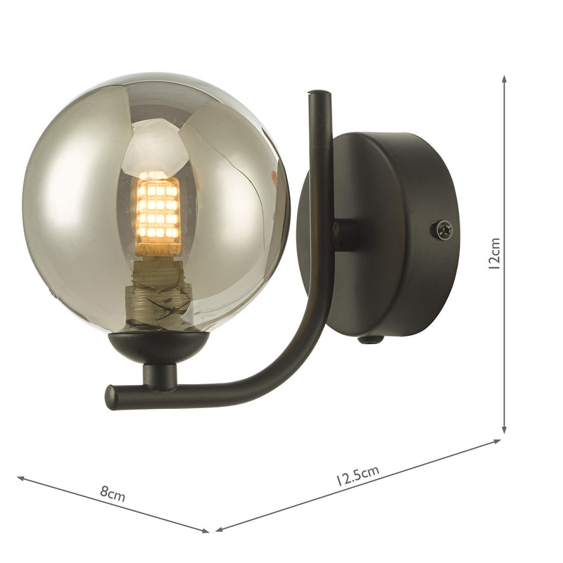 Load image into Gallery viewer, Dar Lighting CRA0722-01 Cradle 1 Light Wall Light Matt Black Smoked Glass - 36888
