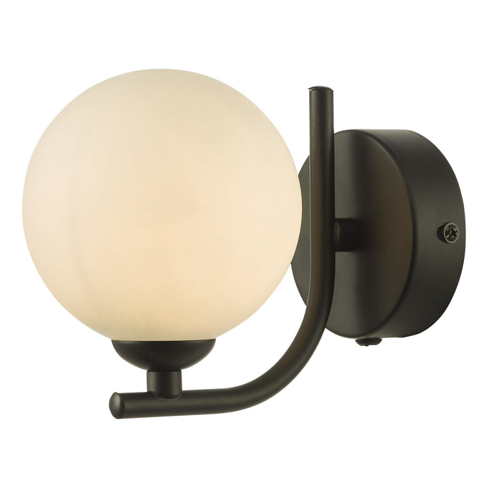 Dar Lighting CRA0722-02 Cradle 1 Light Wall Light Matt Black Opal Glass - 36889