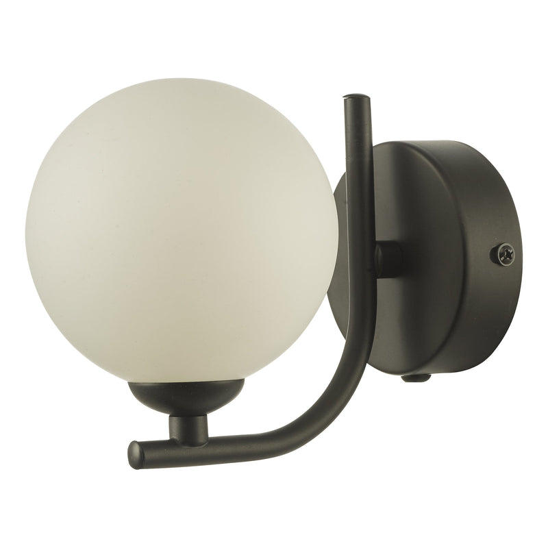 Load image into Gallery viewer, Dar Lighting CRA0722-02 Cradle 1 Light Wall Light Matt Black Opal Glass - 36889
