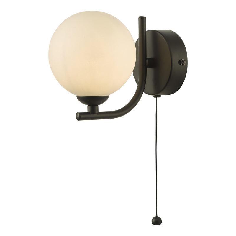 Load image into Gallery viewer, Dar Lighting CRA0722-02 Cradle 1 Light Wall Light Matt Black Opal Glass - 36889
