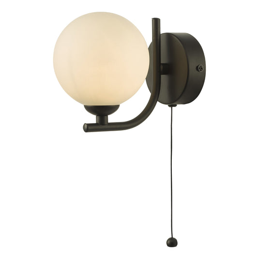 Dar Lighting CRA0722-02 Cradle 1 Light Wall Light Matt Black Opal Glass - 36889