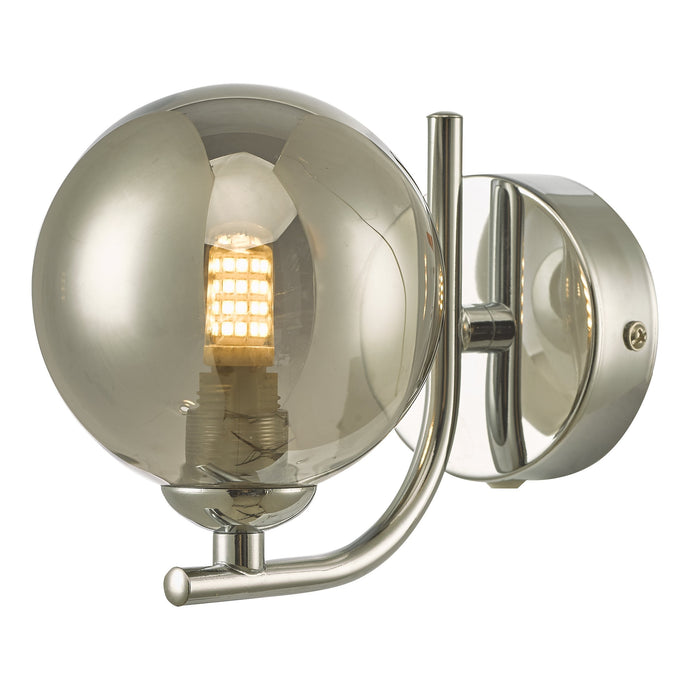 Dar Lighting CRA0750-01 Cradle 1 Light Wall Light Polished Chrome Smoked Glass - 36890