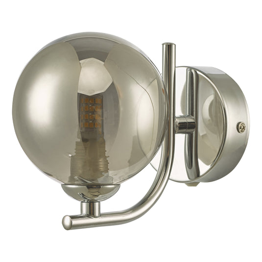 Dar Lighting CRA0750-01 Cradle 1 Light Wall Light Polished Chrome Smoked Glass - 36890