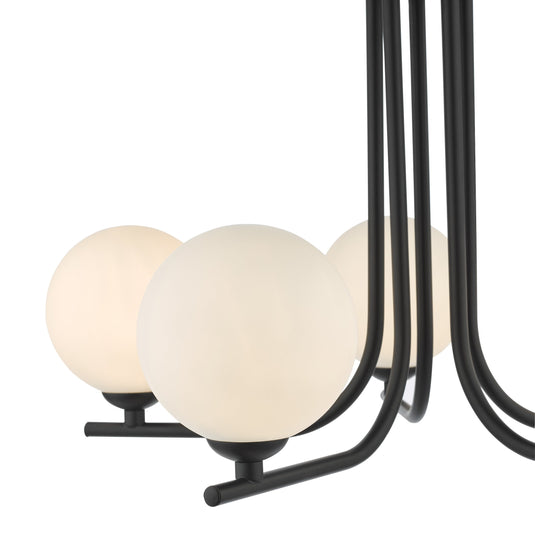 Dar Lighting CRA5422-02 Cradle 5 Light Semi Flush Matt Black Opal Glass - 36893