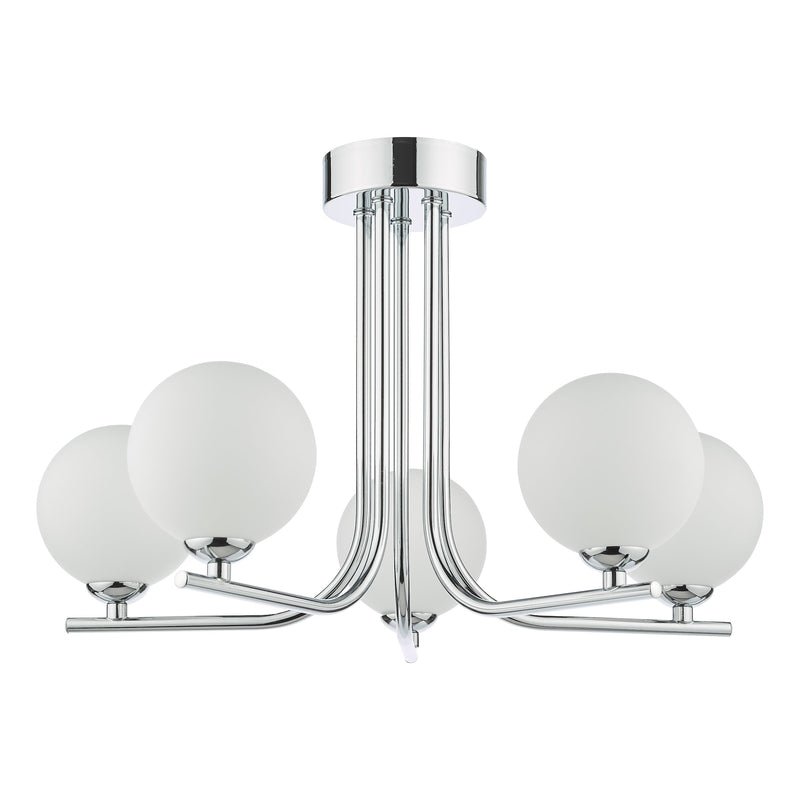 Load image into Gallery viewer, Dar Lighting CRA5450-02 Cradle 5 Light Semi Flush Polished Chrome Opal Glass - 36895
