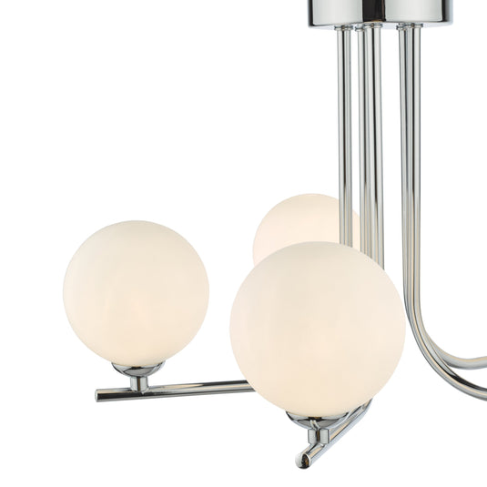 Dar Lighting CRA5450-02 Cradle 5 Light Semi Flush Polished Chrome Opal Glass - 36895