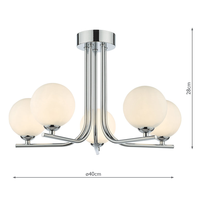 Load image into Gallery viewer, Dar Lighting CRA5450-02 Cradle 5 Light Semi Flush Polished Chrome Opal Glass - 36895
