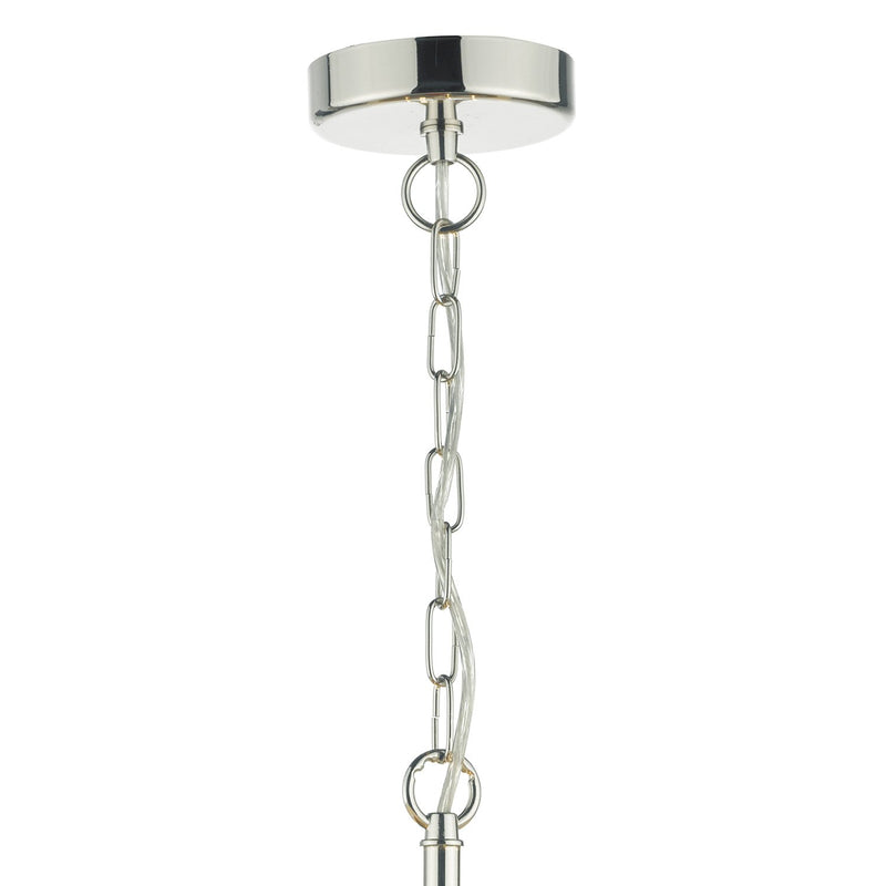 Load image into Gallery viewer, Dar Lighting CRI042 Cristin 4lt Pendant Polished Nickel C/W Ivory Ribbon Shade - 23202
