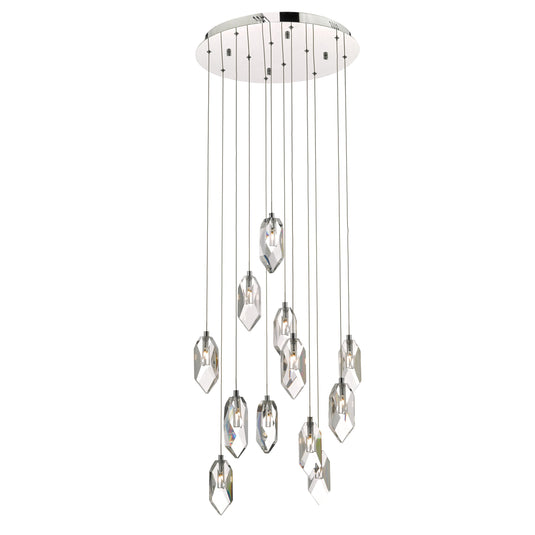 Dar Lighting CRY1250 Crystal 12lt Cluster Pendant Polished Chrome & Crystal - 34973