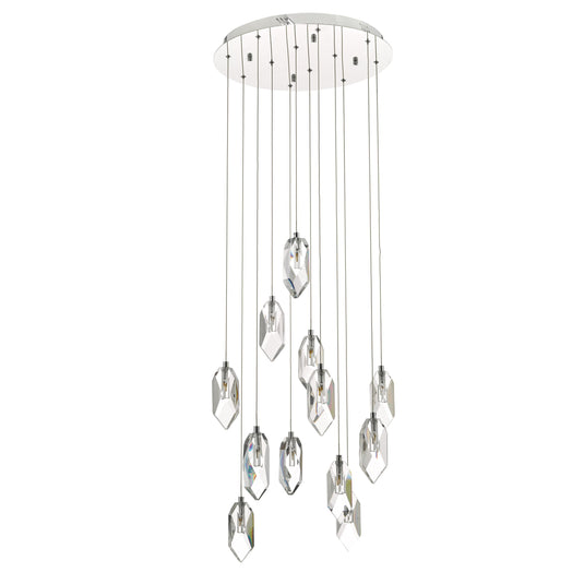 Dar Lighting CRY1250 Crystal 12lt Cluster Pendant Polished Chrome & Crystal - 34973