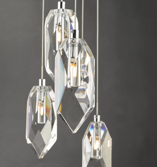 Dar Lighting CRY1250 Crystal 12lt Cluster Pendant Polished Chrome & Crystal - 34973