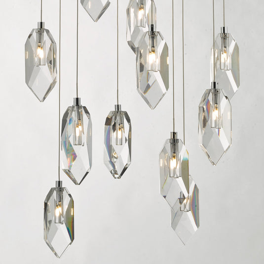Dar Lighting CRY1250 Crystal 12lt Cluster Pendant Polished Chrome & Crystal - 34973