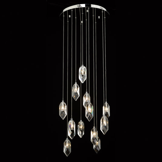 Dar Lighting CRY1250 Crystal 12lt Cluster Pendant Polished Chrome & Crystal - 34973