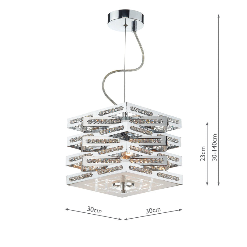 Load image into Gallery viewer, Dar Lighting CUB0350 Cube 3 Light Pendant Polished Chrome - 17930
