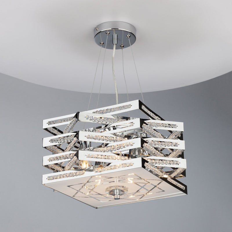 Load image into Gallery viewer, Dar Lighting CUB0550 Cube 5 Light Pendant Polished Chrome - 17931
