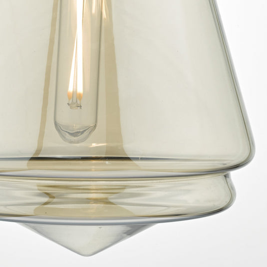 Dar Lighting CUR0175 Curtis 1lt Pendant Antique Brass & Champagne Glass - 22612