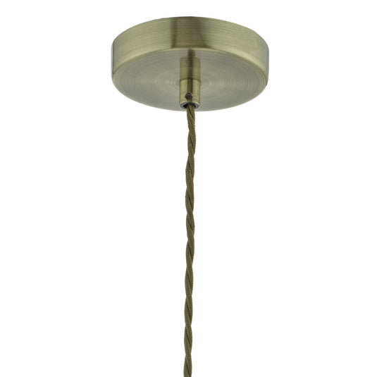 Dar Lighting CUR0175 Curtis 1lt Pendant Antique Brass & Champagne Glass - 22612