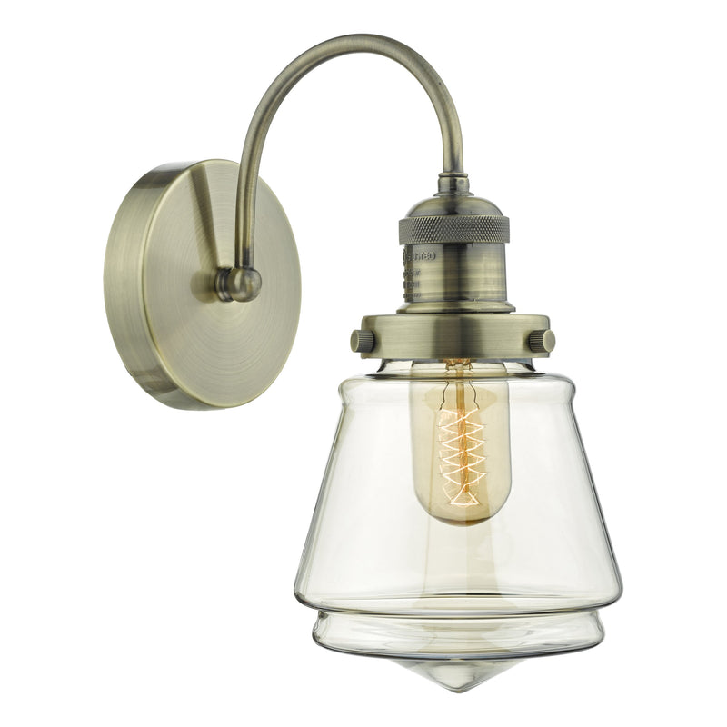 Load image into Gallery viewer, Dar Lighting CUR0775 Curtis Wall Light Antique Brass &amp; Champagne Glass - 22613
