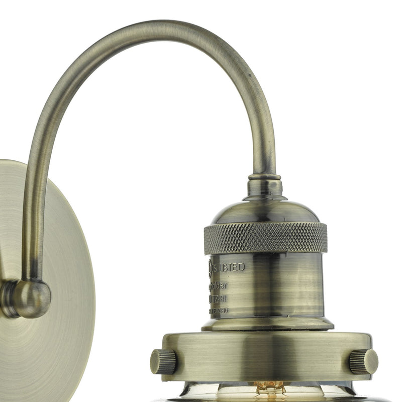 Load image into Gallery viewer, Dar Lighting CUR0775 Curtis Wall Light Antique Brass &amp; Champagne Glass - 22613
