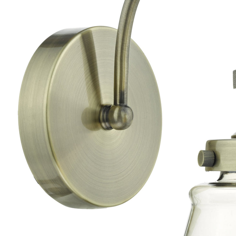 Load image into Gallery viewer, Dar Lighting CUR0775 Curtis Wall Light Antique Brass &amp; Champagne Glass - 22613

