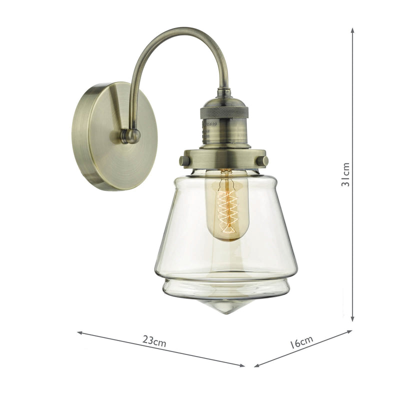 Load image into Gallery viewer, Dar Lighting CUR0775 Curtis Wall Light Antique Brass &amp; Champagne Glass - 22613
