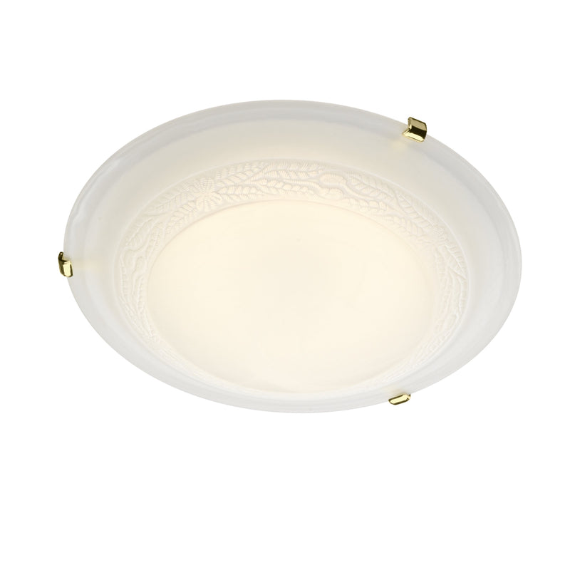 Load image into Gallery viewer, Dar Lighting DAM522 Damask 30cm Diam Flush(Glass White) - 4613
