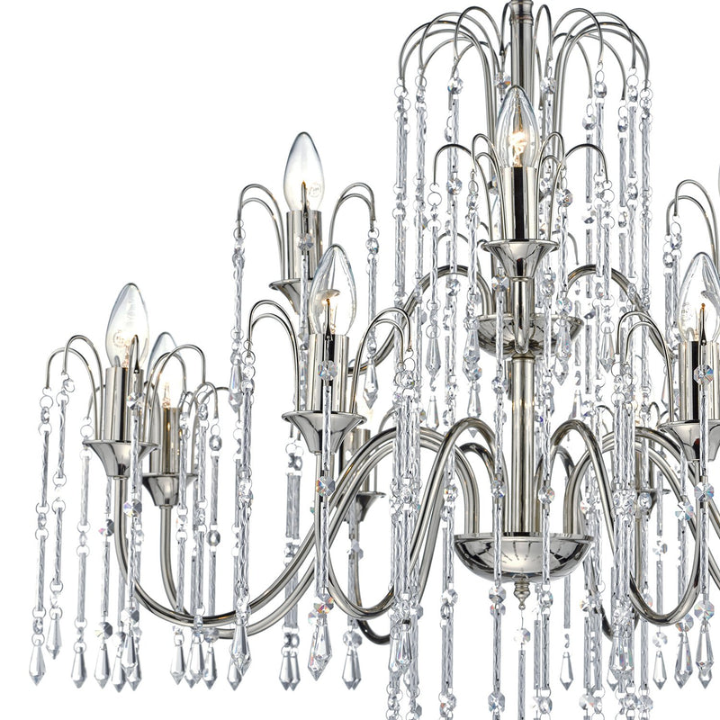 Load image into Gallery viewer, Dar Lighting DAN1238 Daniella 12 Light Pendant Polished Nickel With Chrome Rods And Crystal Beads - 34978
