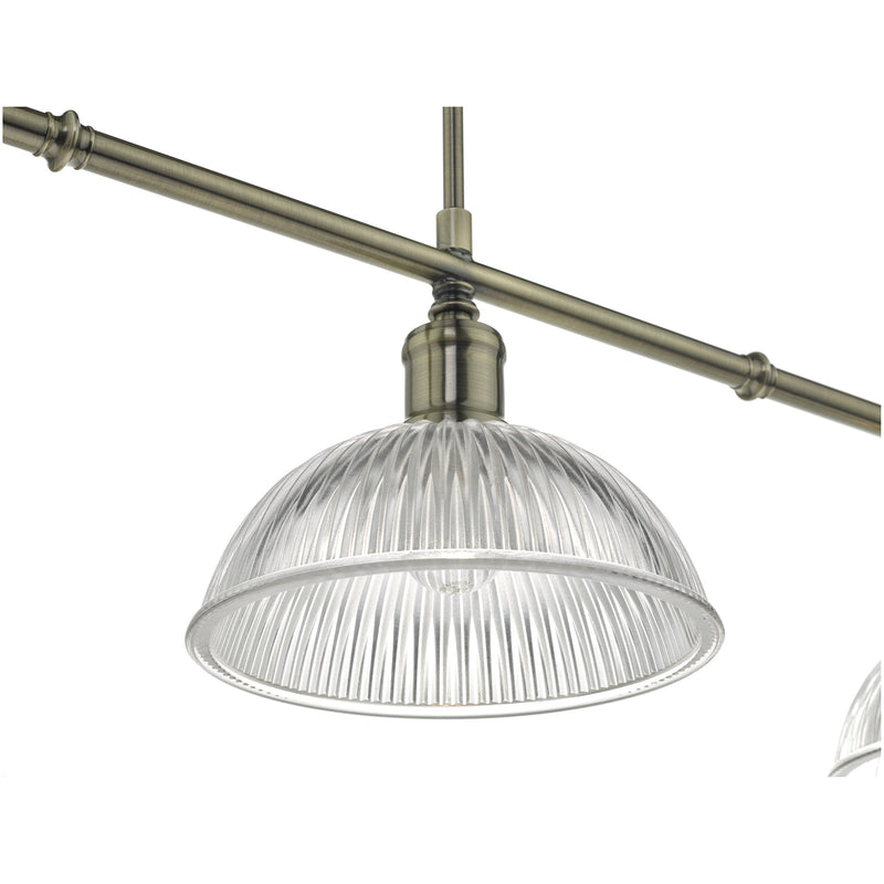 Load image into Gallery viewer, Dar Lighting DAR0375 Dara 3lt Bar Pendant Antique Brass &amp; Glass - 34979
