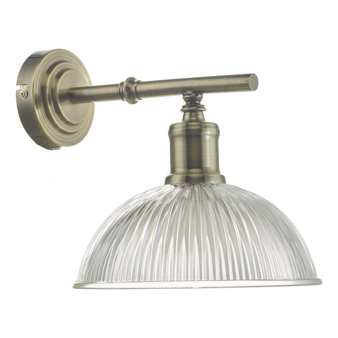 Dar Lighting DAR0775 Dara Wall Light Antique Brass & Glass - 34980
